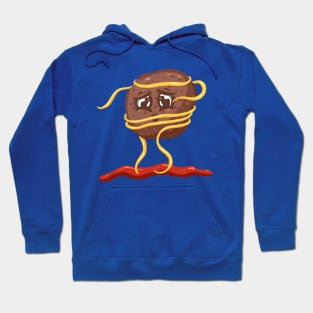 Meatball and Spaghetti Pasta Logo Cartoon Character Hoodie
